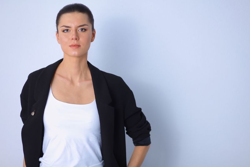 Serious woman staring intently